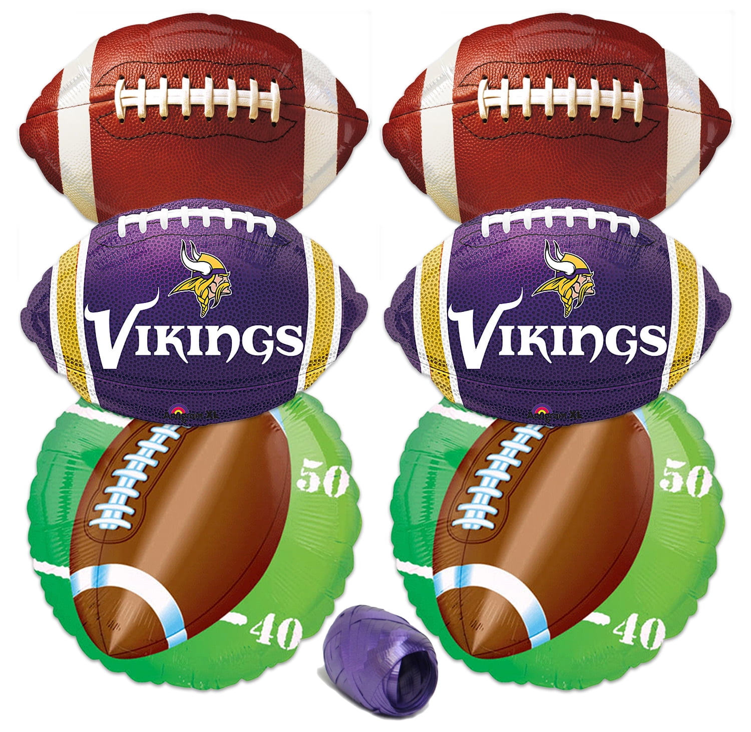 Minnesota Vikings NFL Football Party Mylar 7pc Balloon Pack, Purple