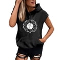 thumbnail image 1 of HUITKMM Sweat à Capuche pour Femmes Grande Taille Mode Lettre Manches Courtes Blouse Ample, 1 of 3