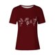 thumbnail image 5 of Tops de Ajuste Suelto para las Mujeres Sudadera Casual Impresa Manga Corta Cuello Redondo Superior, Poliéster, 5 of 5