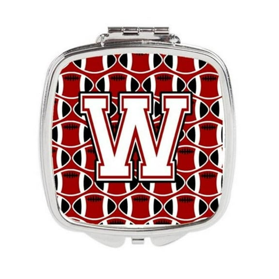 Letter W Football Cardinal & White Compact Mirror