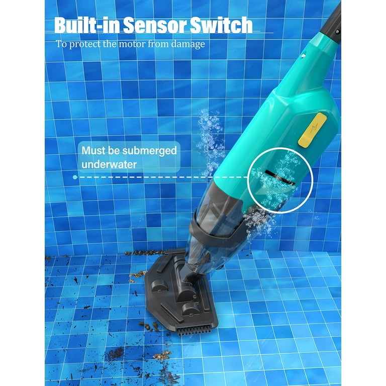 Efurden Cordless Pool Vacuum Handheld Pool Vacuum with Running Time up to 60 Minutes for Above Ground Pools Spas and Hot Tubs Green