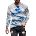 thumbnail image 2 of Blusas y camisas de manga larga con cuello redondo para hombre, blusa informal de manga larga con cuello redondo y estampado, blusa de poliéster para hombre, 2 of 4