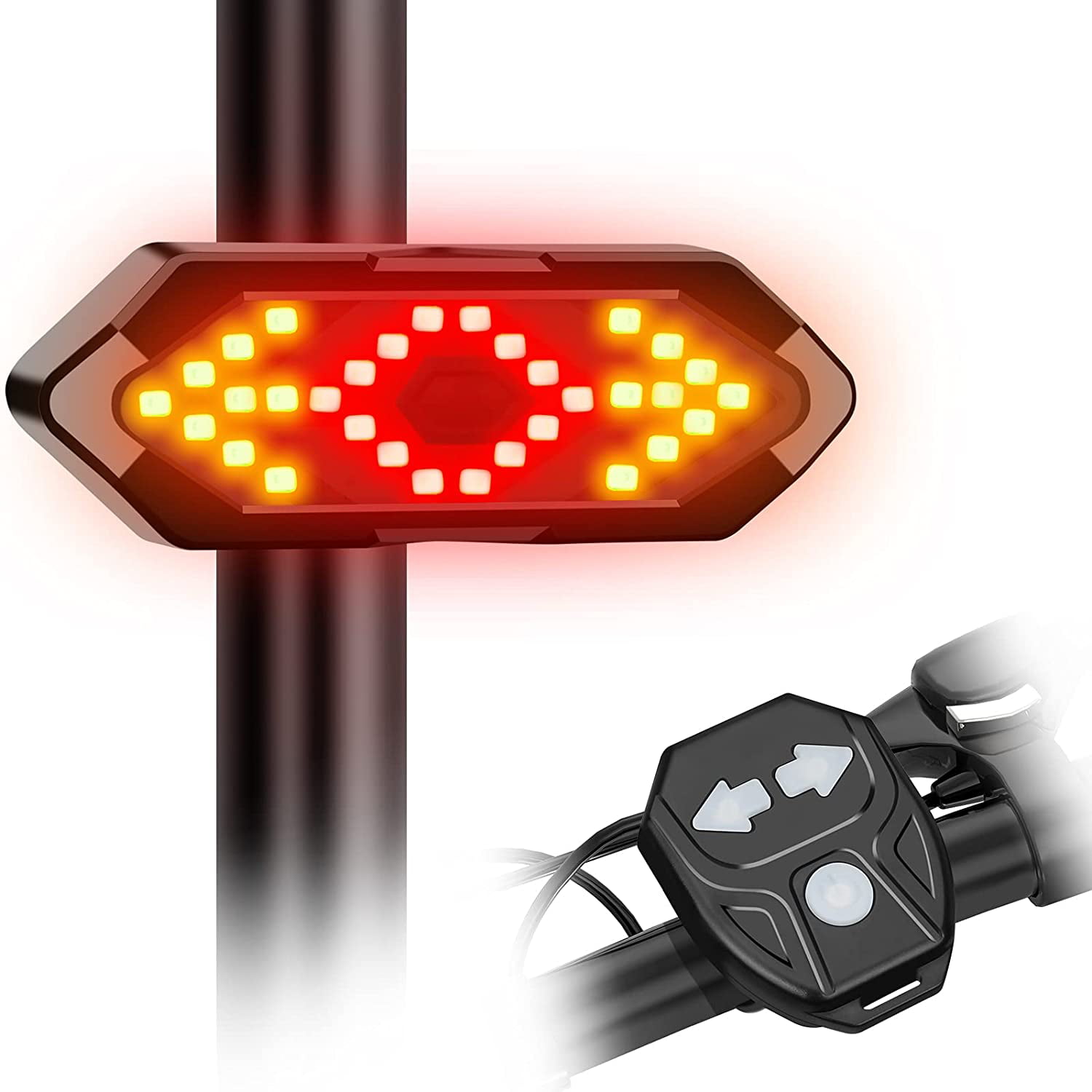 Bicycle Tail Light USB Smart Wireless Remote Control Turn Signal Warning Lamp