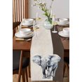 thumbnail image 4 of ERUNPONLY Vintage Elephant Table Runner - 120 Inch Long Modern Art Animal Watercolor Cotton and Linen Blended Dress Scarves Farmhouse Table Runner for Kitchen Dining, Coffee Table, 13"x120", 4 of 8