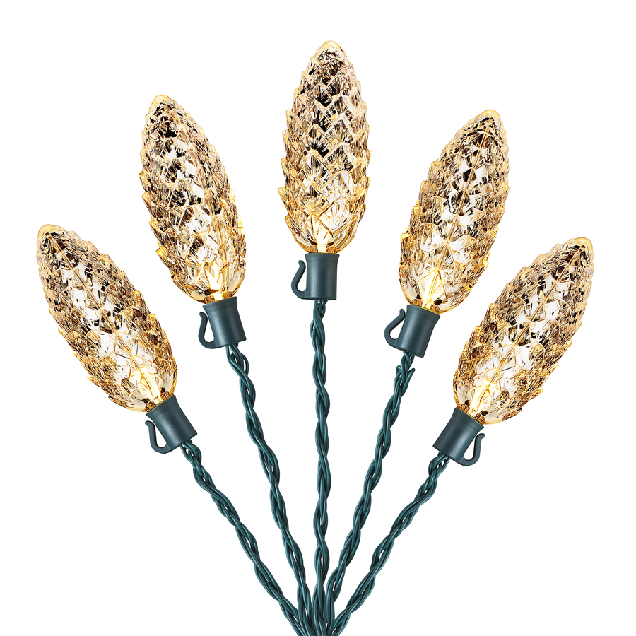 10 Count Warm White Pinecone Christmas Lights with 3 Functions and