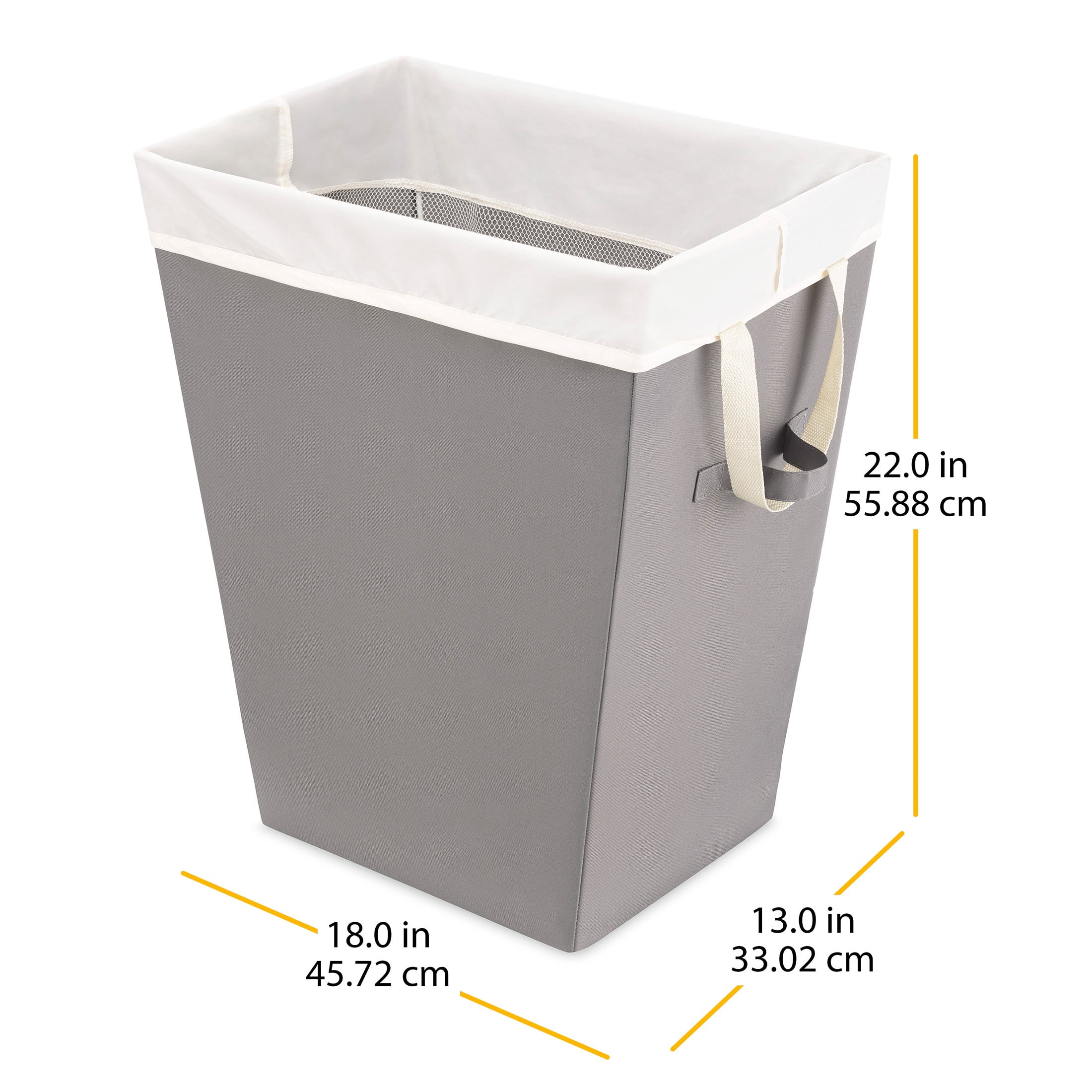 Whitmor Easycare Laundry Hamper with Removable Fabric Liner, Greystone