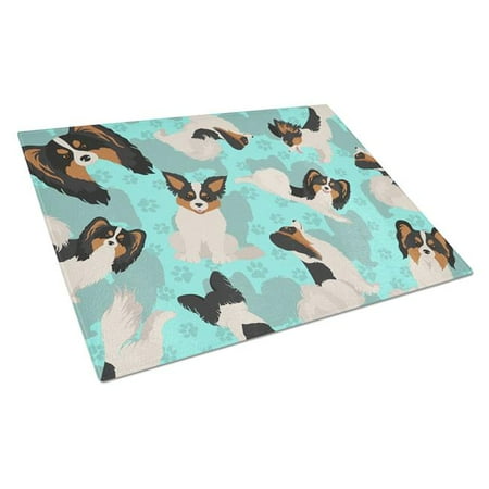 

Carolines Treasures MLM1082LCB 15 x 12 in. Blue Tricolor Papillon Glass Cutting Board - Large