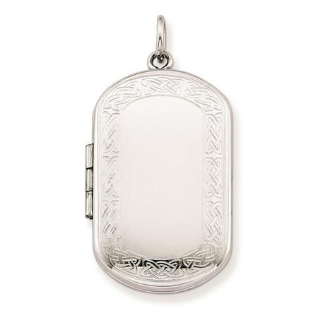 Sterling Silver Celtic Pattern - Celtic Border Rectangular Patterned and Polished Locket Sterling Silver