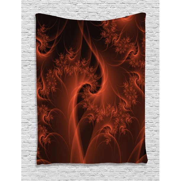 Burnt Orange Tapestry, Digital Fractal Image with Swirling Turning