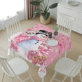 thumbnail image 6 of Pink Christmas Table Cloth Waterproof Tablecloths, Snowman Xmas Tree Ball Gifts Winter Tablecloth Dining Table Cover for Kitchen Party Tabletop Outdoor, Square Tablecloth 60x60 Inch, 6 of 9