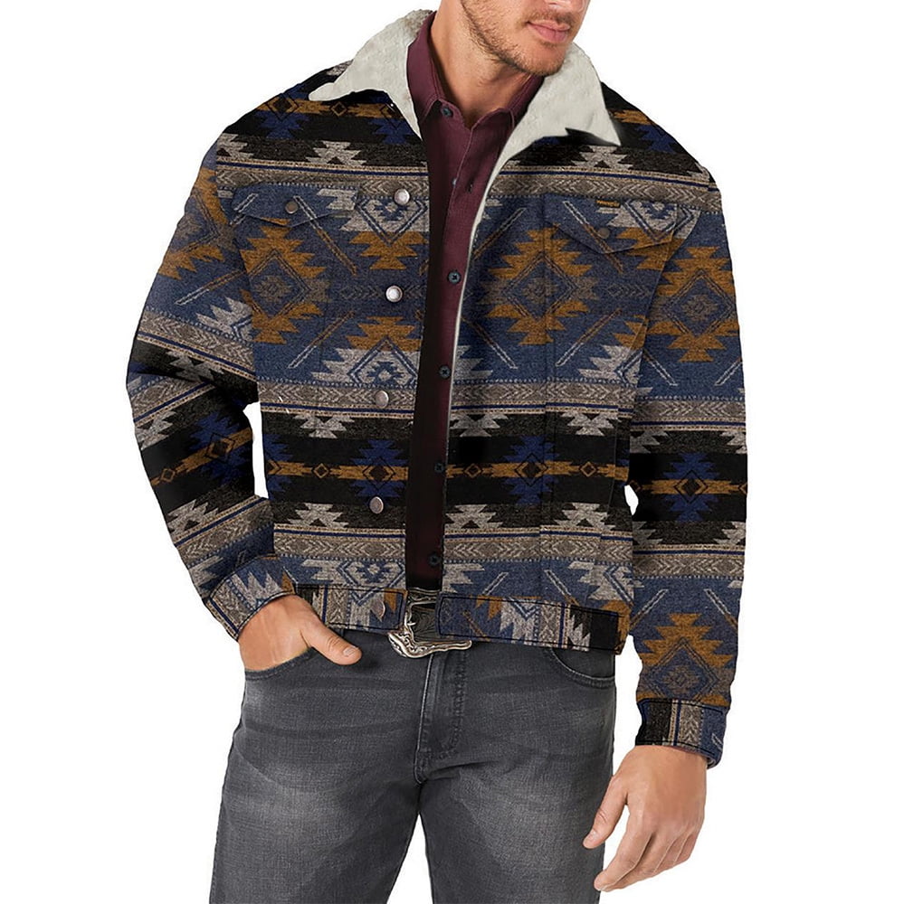 Wrangler Jacquard Sherpa-Lined Jacket for Men - Blue Depths - 2XL