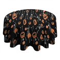 thumbnail image 4 of Halloween Skeletons and Pumpkins Round Tablecloth 60"x60",Wrinkle Wipeable Table Cloth for Kitchen Dining Room Picnic Patio Party, 4 of 6