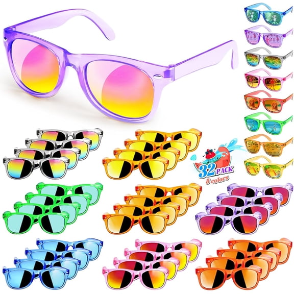 HBMYN Kids Sunglasses Party Favors-Boys Girls Valentines Day Gifts,Neon Sunglasses with Uv 400 Protection for Kids Classroom Favors Birthday Goodie Bags Stuffers-32 Packs