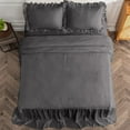 thumbnail image 4 of 4 Piece Long Ruffle Sheet Set, 20" Inch Long Ruffle On Corner Of The Flat Sheet, 15 Inch Deep Pocket, 100% Egyptian Cotton, 800 TC, Cal King Size, Solid Dark Grey, 4 of 9