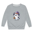 thumbnail image 4 of Wuxian Toddler Boys Girls Halloween Sweatshirt Pullover Cute Ghost Pumpkin Graphic Print Top Shirt Crewneck Long Sleeve Casual Loose Streetwear,Grey,3-4 Years, 4 of 4