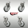 thumbnail image 2 of 6 Inch SS Thermoplastic Rubber Wheel Swivel Top Plate Caster Set with 2 Brakes, 2 of 2