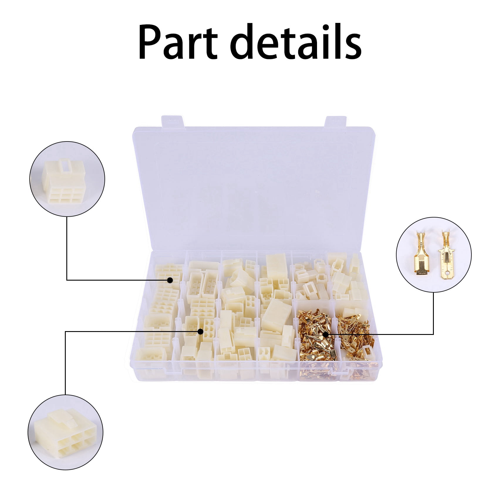 400Pcs 6.3mm 1 2 3 4 6 8 9 Pin Header Crimp Wire Terminals Kit