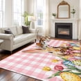 thumbnail image 2 of Large Area Rugs for Living Room Bedroom, Pink Bunny Easter 5'x8' Rug Washable Carpet Runner Indoor Outdoor, Tulip Spring Floral Eggs Checkered Pastoral Non Slip Floor Mats Rug for Kitchen, Bathroom, 2 of 8