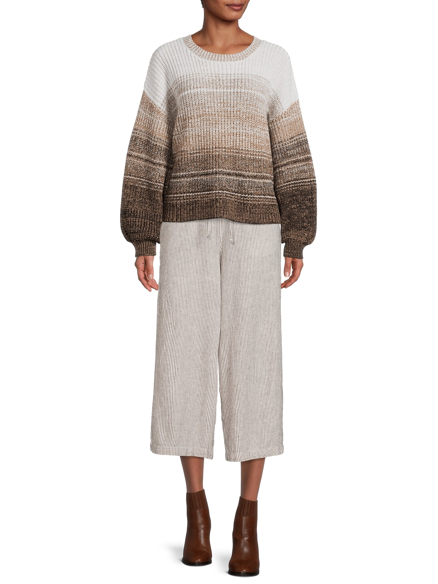 High Rise Wide Leg Crop Linen Pants 