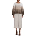 thumbnail image 3 of Time and Tru Women's High Rise Wide Leg Crop Linen Pants, 3 of 5