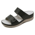 thumbnail image 2 of Women's Comfort Leather Slides Lightweight Flat Sandals Slip On Casual Walking Slippers, 2 of 6