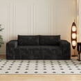 thumbnail image 2 of S-HOME Ergonomic Loveseat Sofa in Striped Pattern with Foam Cushion,  Deep Seat Design for Living Room, Bedroom and Apartments, Black, 2 of 9