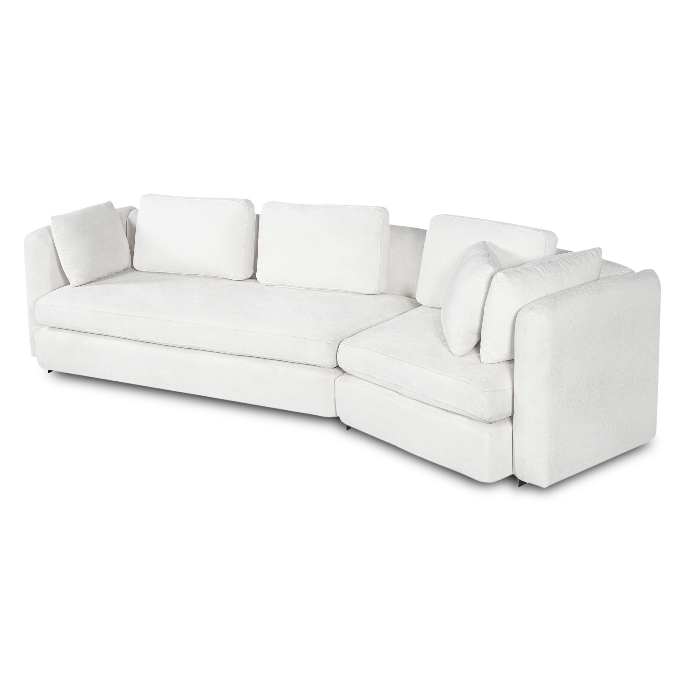 Christopher Knight Home 116.5" Modern Curved Sofa with Cushions and Pillows, 3 Seats, Light Beige