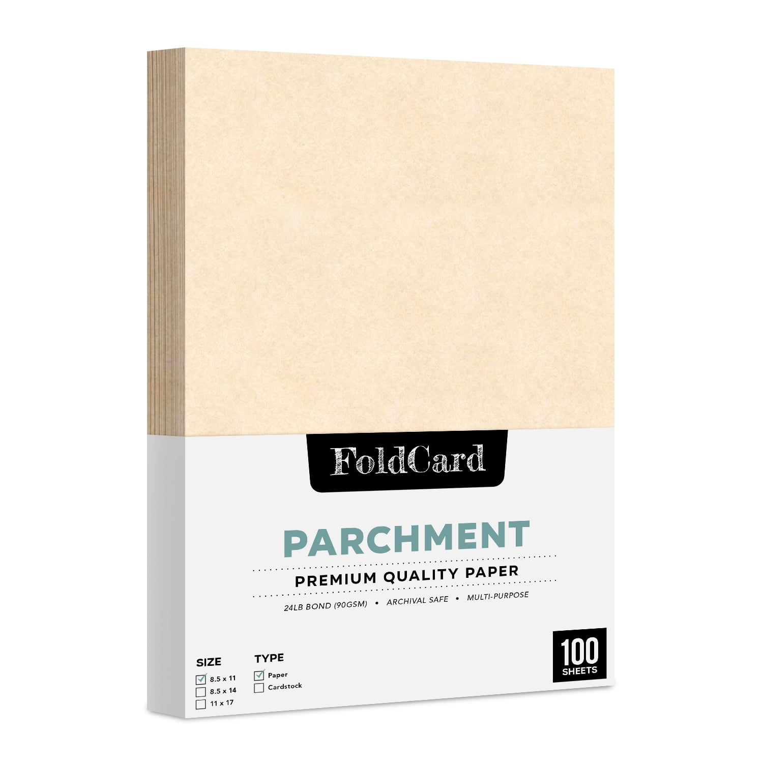 Aged-Look Parchment Stationery Paper for Writing and Printing- 8.5x11 -Bulk Pack of 100 Sheets