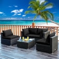 thumbnail image 3 of Patiojoy 5PCS Rattan Patio Furniture Set Cushioned Sofa Chair Coffee Table Set Easy Assemble Black, 3 of 10