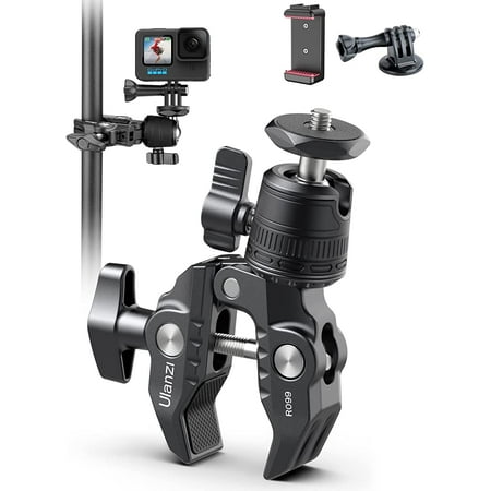 Image of Camera Clamp Mount Accessories for Gopro - ULANZI R099 Super Clamp Ball Head Mount 1.5kg/3.3lb Loading Metal Bike