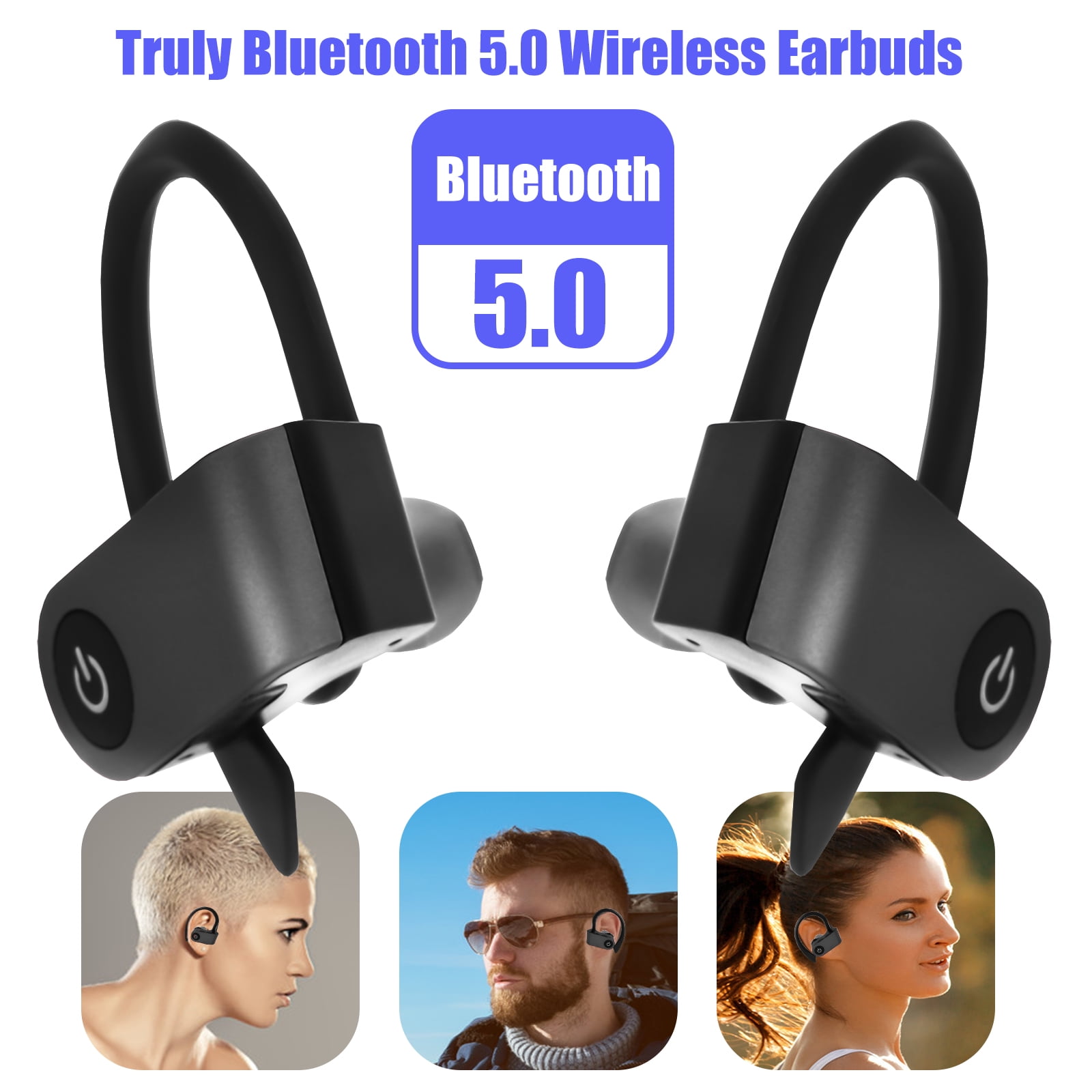 Over Ear Earhook True Wireless Earbuds, EEEKit in-Ear Headphones Sport Bluetooth 5.0 Earphones with Mic, Noise Cancelling for Running/Workout/Gym