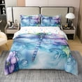 thumbnail image 1 of Erosebridal Housse de Couette Boho Libellule 100 % Coton Format Grand, Impression Aquarelle Housse de Couette 100 % Coton Grand, Déco de Fleurs de Rêve, Réversible (Sans Couette), 1 of 8