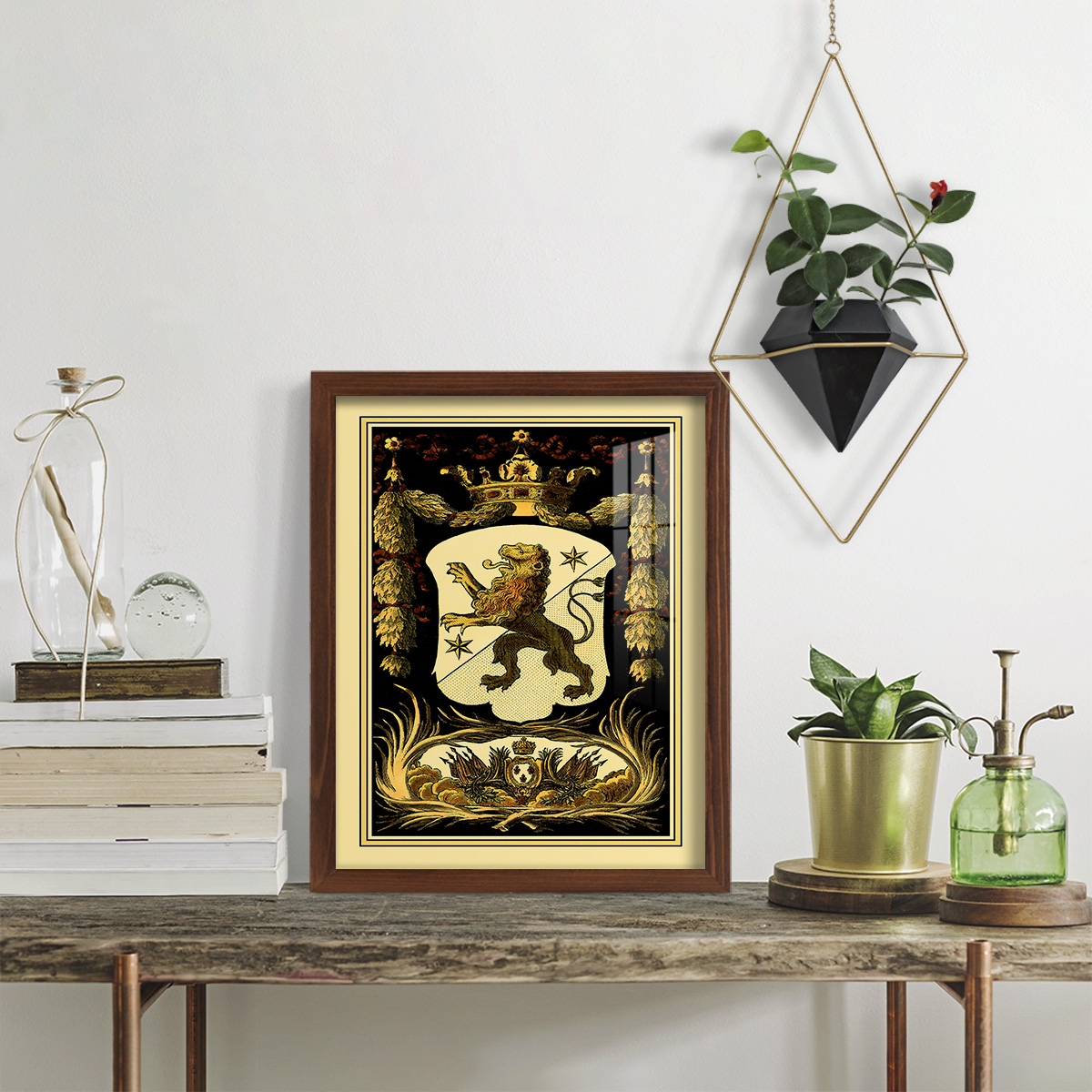 Family Crest III -Framed Print w/glass-Chestnut