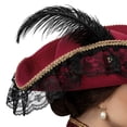 thumbnail image 3 of Slccxzc Non Woven Fabric Tricorn Pirate Hat Feather Lace Trim Adult Headwear, 3 of 7