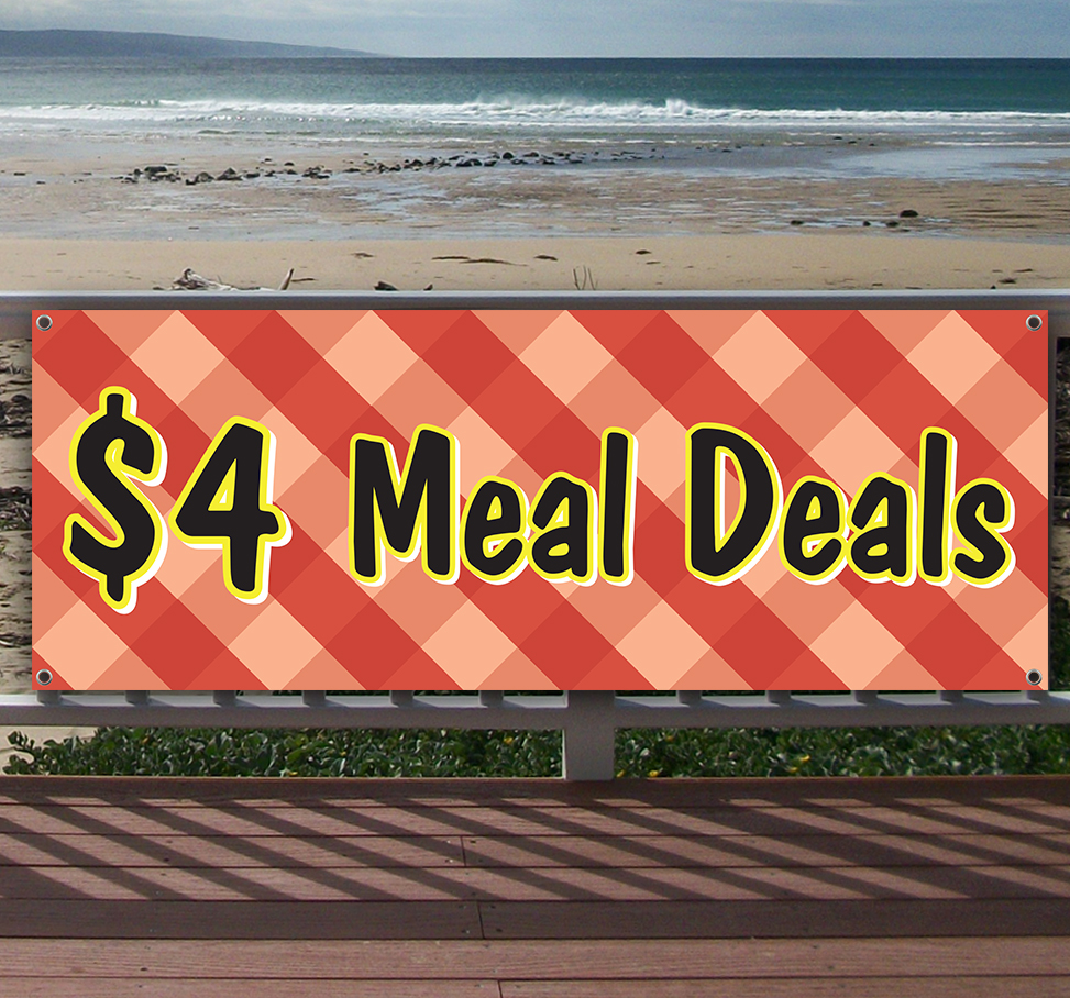 4 Meal Deal 13 oz heavy duty vinyl banner sign with metal grommets, new, store, advertising, flag, (many sizes available) - image 1 of 3