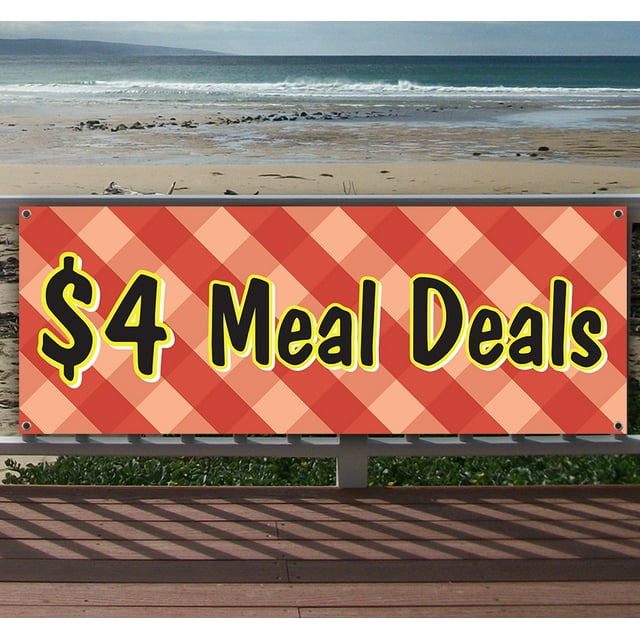 4 Meal Deal 13 oz heavy duty vinyl banner sign with metal grommets, new, store, advertising, flag, (many sizes available)