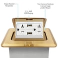 thumbnail image 4 of ENERLITES Pop-Up Square Floor Box Kit, 2.1A USB Charging, 20A Tamper-Resistant Receptacle, Watertight Gasket and Corrosive Resistant Hardware, 961243-C-USB, Brass Cover, 4 of 5