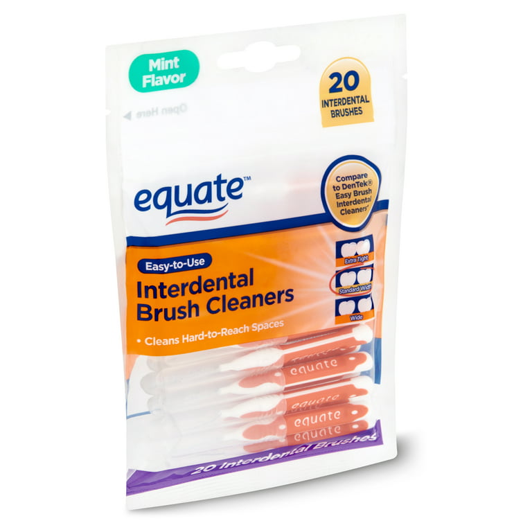 Equate Mint Interdental Brushes Value Pack, Flexible Head, Straight  Bristles, Moderate Teeth Spacing, 20 count 