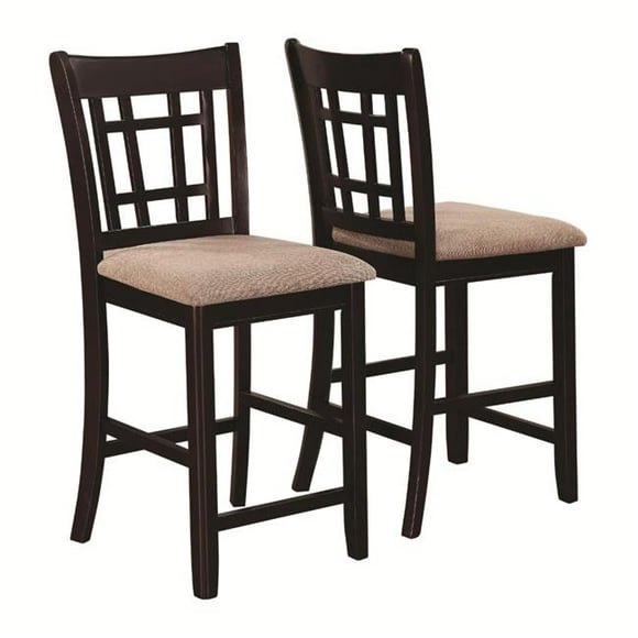Benzara BM168069 41 x 18 x 20 in. Armless Counter Height Chair - Espresso Brown & Beige&#44; Set of 2