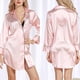 thumbnail image 3 of Women\'s Satin Sleepshirt Long Sleeves Oversize Pajama Tops Button Down Nightgowns Sexy Home WearingWhiteM, 3 of 5