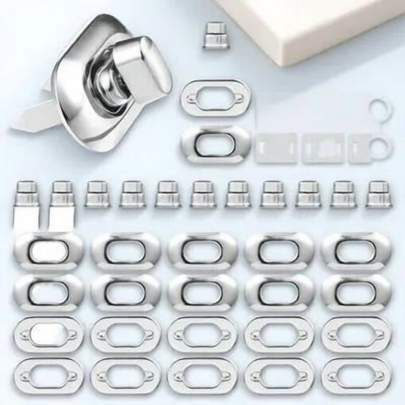 Uonlytech 12Pcs Silver Purse Turn Lock Durable Iron Material Classic Design for Bag Use