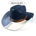 thumbnail image 2 of RUINIXCW Western Suede Cowboy Hat Cowgirl Hat for Women Men Wide Brim Classic Outdoor Party Fedora Hats with Bull Head Belt Buckle, 2 of 7
