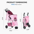 thumbnail image 4 of edx 3 Wheels Pet Stroller, Dog and Cat Strollers, With Storage Basket and Cup Holder, Lightweight Travel Carrier, Breathable Mesh, Waterproof and Foldable for Small Pets Outdoor Walk, Pink, 4 of 9