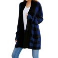 thumbnail image 3 of QAFOPEH Womens Plaid Colorblock Cardigan Long Sleeve Outwear Open Front Sweaters, 3 of 6