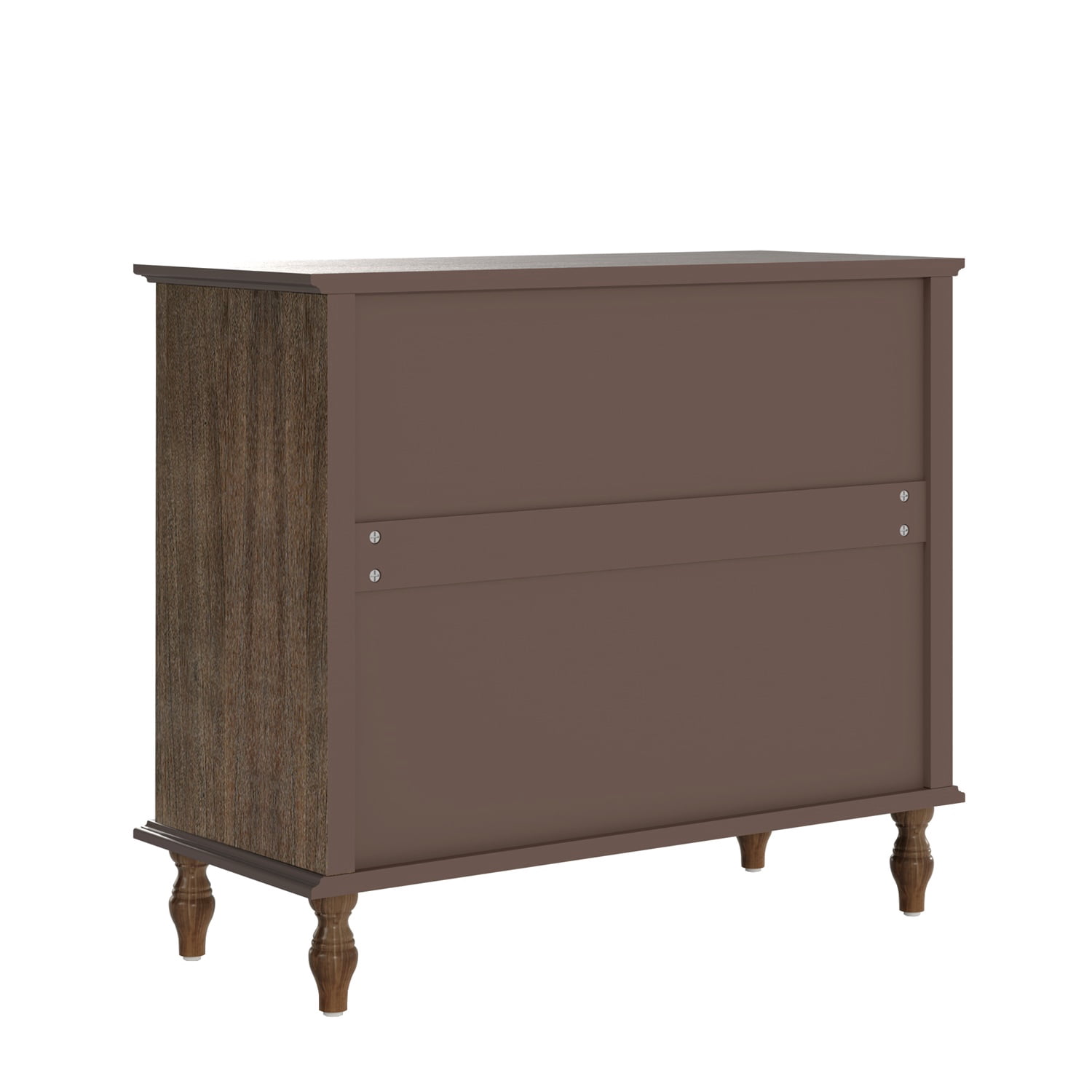 Hommoo 4-Drawer Antique Wooden Dresser with Brushed Rustic Brown Finish, Solid Wood Feet & Metal Knobs, Bedroom or Nursery Chest with Anti-Tip Kit, Rustic Brown