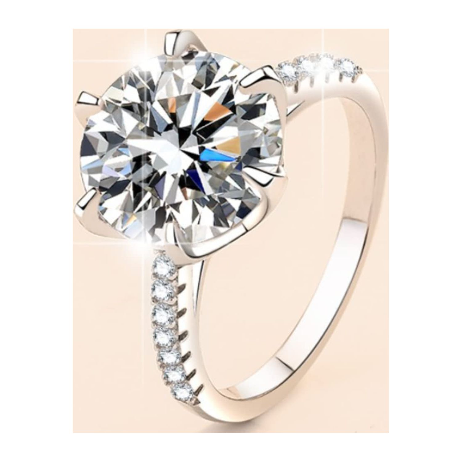 WAHZAUS 2 to 5 Carat D Color VVS1 Moissanite Engagement Rings for Women, S925 Sterling Silver Diamond Rings for Wedding Valentine's Day Birthday Gift with Certificate