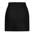 thumbnail image 6 of Gustave Women's High Waist Bodycon Mini Pencil Skirt Ladies Fashion Split A-Line Short Skirt Faux Suede Leather - Black, XL, 6 of 8