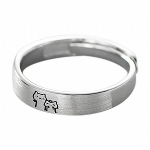 GHSOHS Punk Ring Fashion Jewelry Rings for Women Rings Size 8 Silicone Ring Cute Animal Adjustable Ring Silver Plated Couple Rings Cartoon Cat Rings for Men Open Ring Finger Ring Jewelry Gift
