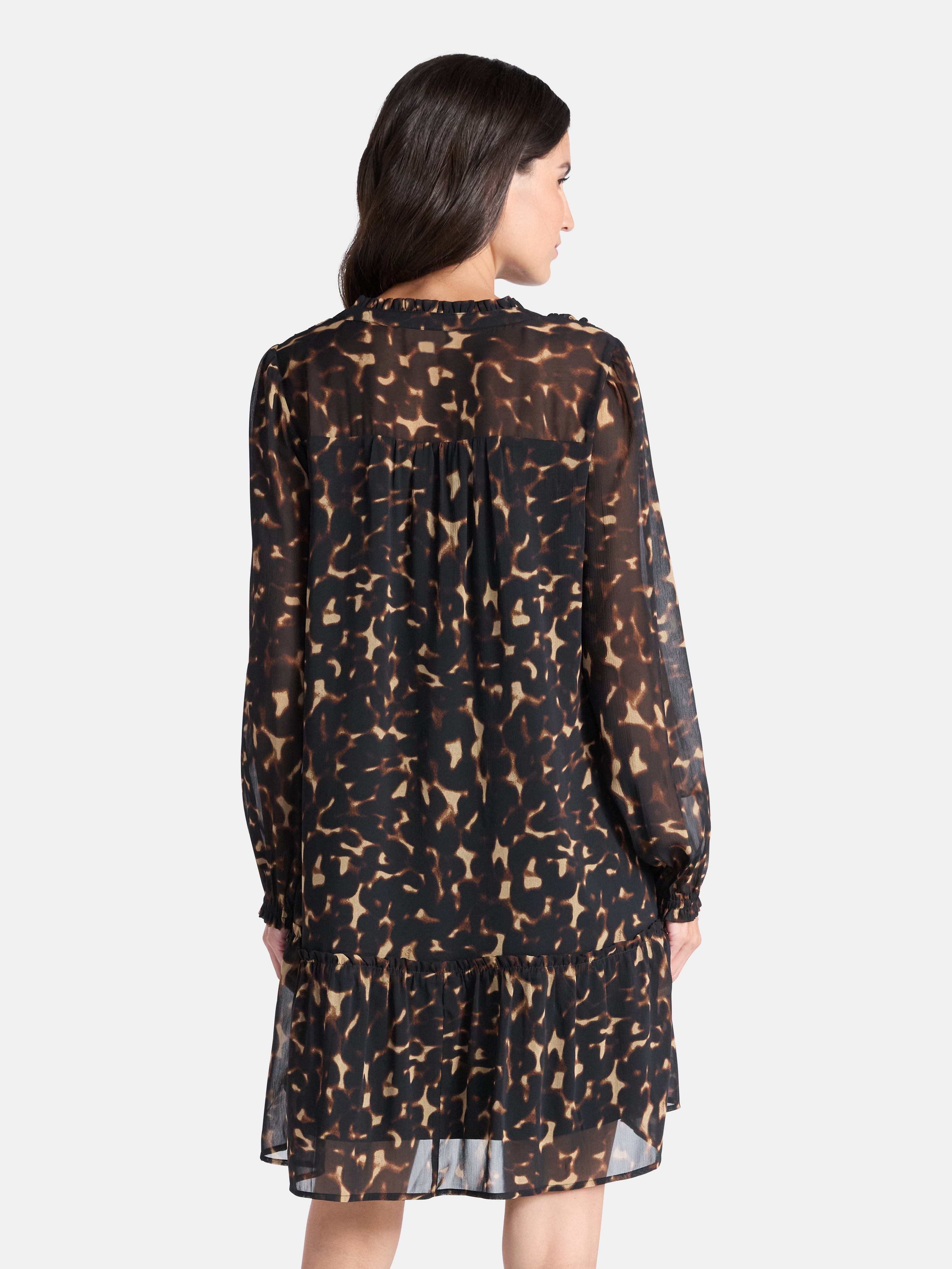 Time and Tru Women's Long Sleeve Ruched Yoke Dress, Sizes XS-XXXL