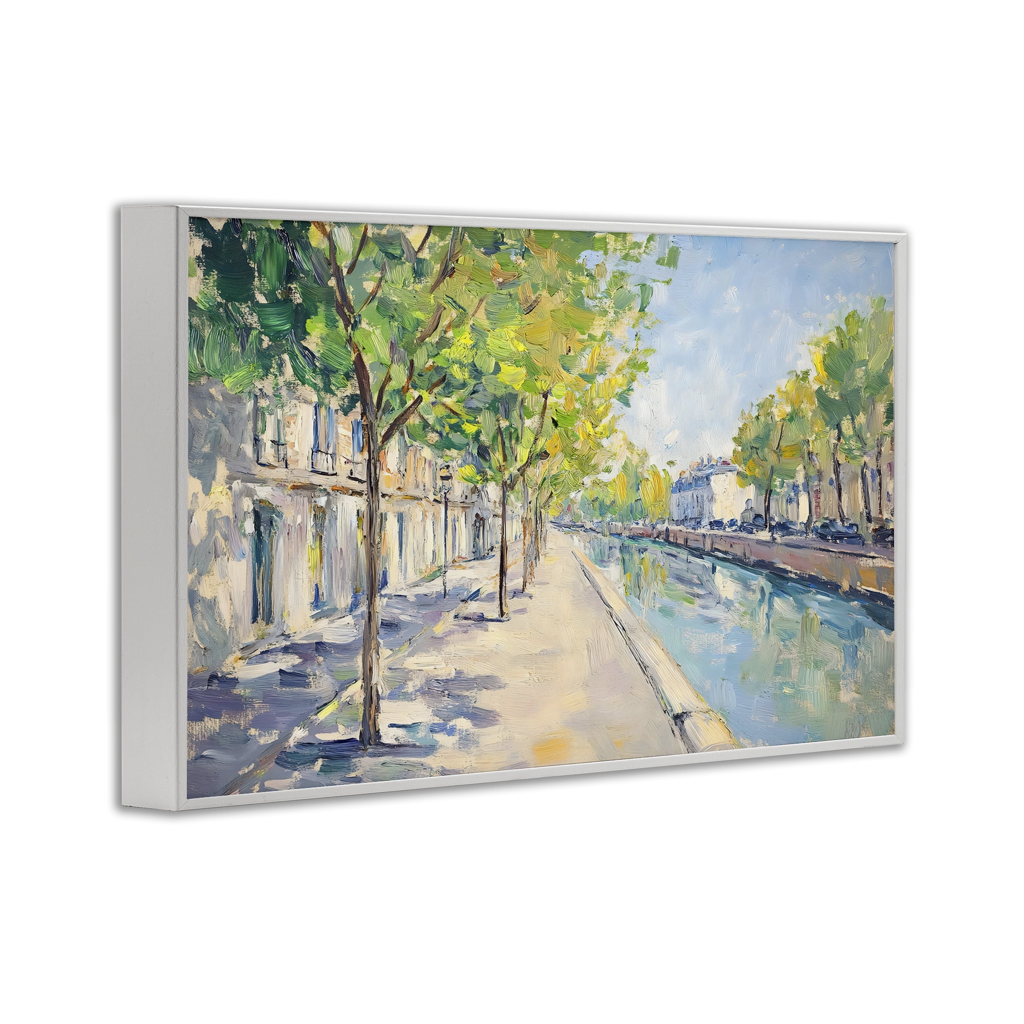 Stupell Industries Montrouge Canal Promenade White Framed Giclee Art, design by Creative Studio